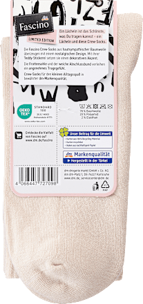 Crew Socken mit Teddy-Stickerei beige Gr. 39-42 Fascino