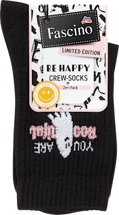 Crew Socken mit Geister-Motiv rosa + schwarz Gr. 39-42 Fascino