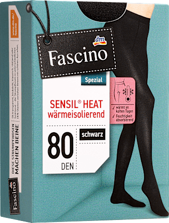Strumpfhose mit wärmender Faser schwarz Gr. 38/40, 80 DEN Fascino