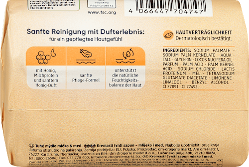 Seifenstück, Cremeseife Milch & Honig Balea