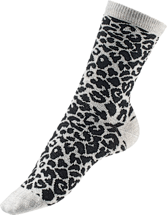 Socken mit Leo-Muster & Bio-Baumwolle grau & schwarz Gr. 39-42 Fascino