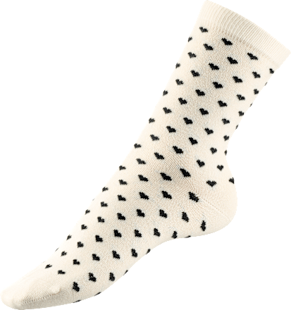 Socken mit Bio-Baumwolle Herz-Muster weiß schwarz 35-38, St