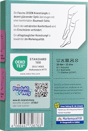 Kniestrümpfe mit Baumwoll-Sohle caramel Gr. 35-38, 20 DEN Fascino