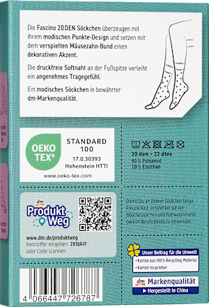 Söckchen mit Punkte-Muster schwarz Gr. 35-38, 20 DEN Fascino