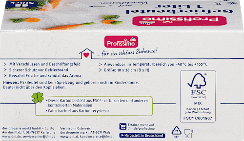 Gefrierbeutel 1 l mit Verschlüssen Profissimo