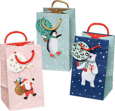 Geschenktasche mini hoch Eisbär/Pinguin/Weihnachtsmann Profissimo