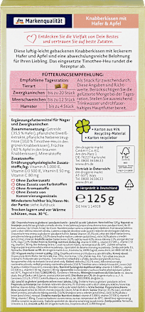 Przysmak dla gryzoni chrupiący, poduszeczki z owsem & jabłkiem Dein Bestes