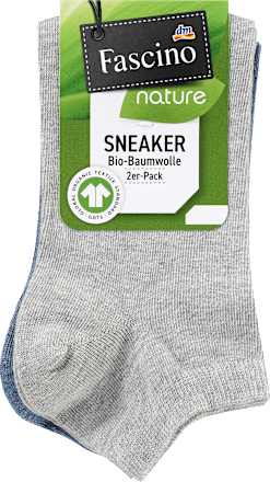 Sneakersocken mit Bio-Baumwolle blau + grau Gr. 35-38 Fascino