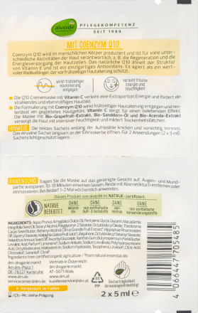 Kremna maska za obraz s koencimom Q10 alverde NATURKOSMETIK