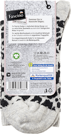 Socken mit Leo-Muster & Bio-Baumwolle grau & schwarz Gr. 39-42 Fascino