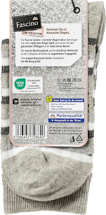 Socken mit Ringeln & Ripp-Struktur grau Gr. 35-38 Fascino