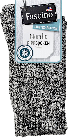 Socken in Mouliné-Optik schwarz Gr. 35-38 Fascino