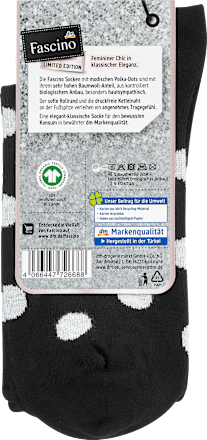 Socken mit Punkte-Muster & Bio-Baumwolle schwarz & weiß Gr. 35-38 Fascino