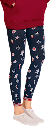 Leggings XMAS mit Weihnachts-Muster blau Gr. 42/44 Fascino