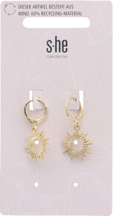 Creolen Ohrstecker Gold-Optik mit Sonnenanhänger s-he stylecollection