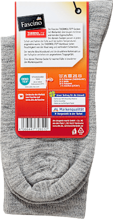 Socken mit Wollanteil Thermolite® grau Gr. 35-38 Fascino