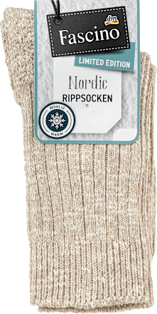 Socken in Mouliné-Optik beige Gr. 39-42 Fascino
