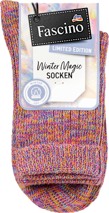 Socken in Strick-Optik mit Umschlagbund lila Gr. 39-42 Fascino