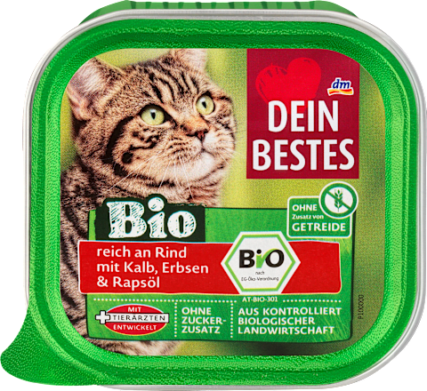 Nassfutter Katze Bio Rind, Kalb & Erbsen Dein Bestes