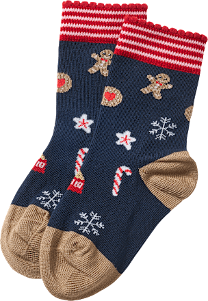 Socken mit Weihnachts-Muster, blau, Gr. 31/33 PUSBLU