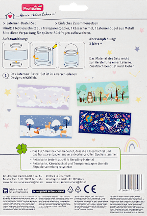 Сет за фенер, 4 части, 3+г, различни цветове/мотиви Profissimo