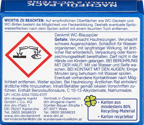 WC-Reiniger Blauspüler Nachfüllpack (2x40g) Denkmit