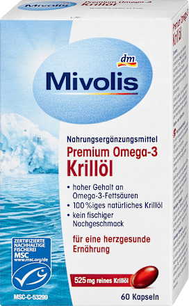 Omega-3 krillolaj étrend-kiegészítő kapszula, 60 db Mivolis