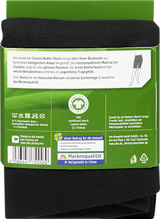 Radler Shorts mit Bio-Baumwolle schwarz Gr. 42/44 Fascino