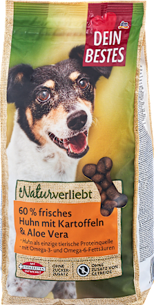 Granuly pre psy Naturverliebt, 60 % kuracie mäso so zemiakmi a Aloe vera Dein Bestes