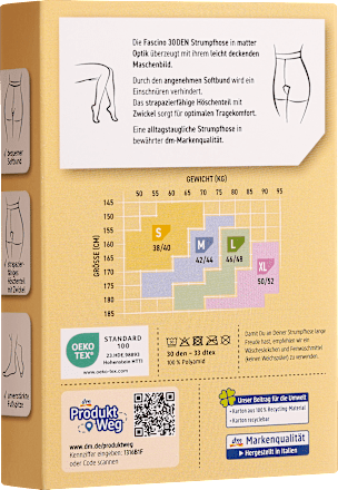 punčochové kalhoty, 30 DEN, matné pudrové, vel. 38-40 Fascino