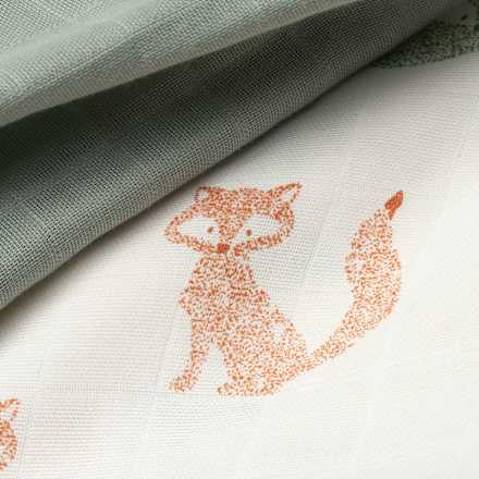 Mulltücher mit Fuchs-Motiv, ca 80 x 80 cm, ALANA