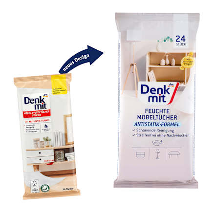 Vlažne krpice za čiščenje pohištva z negovalnim oljem Denkmit