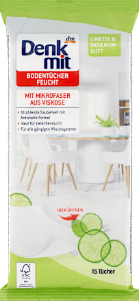 Feuchte Bodentücher Limette & Basilikum Denkmit