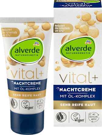 Éjszakai arckrém VITAL+ nagyon érett bőrre, olajkomplexszel alverde NATURKOSMETIK