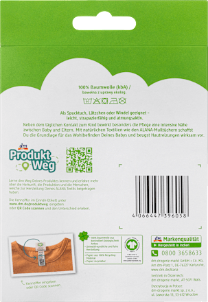 Mulltücher mit Fuchs-Motiv, ca 80 x 80 cm, ALANA