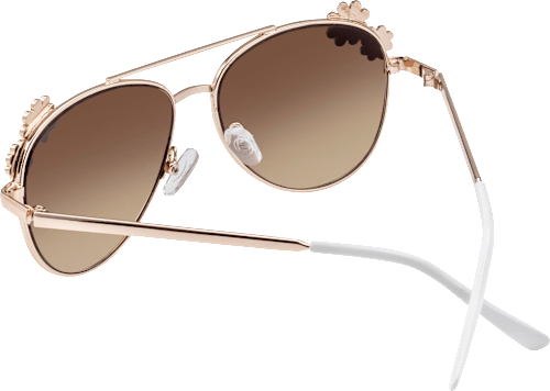 Sonnenbrille Kids Pilotenbille mit goldfarbenem Gestell & weißen Blümchen SUNDANCE