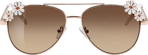 Sonnenbrille Kids Pilotenbille mit goldfarbenem Gestell & weißen Blümchen SUNDANCE