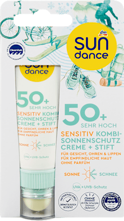 Kombinovaný opaľovací krém + balzam na pery Sensitiv OF 50+ SUNDANCE