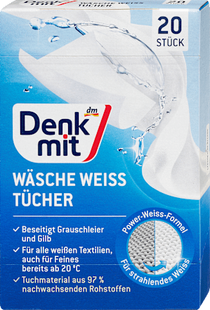 DenkmitWäsche Weiß Tücher, 20 St