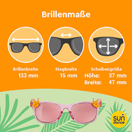 Sonnenbrille Kids rosa, durchsichtiges rosa Gestell mit Krönchen SUNDANCE