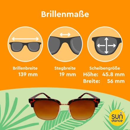Sonnenbrille Erwachsene braun gemustertes Gestell & goldener Rahmen, Havana Optik SUNDANCE