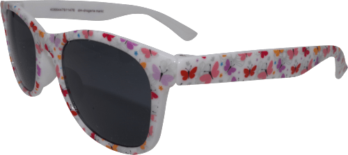 Sonnenbrille Kids weißes Gestell, bunte Schmetterlinge SUNDANCE
