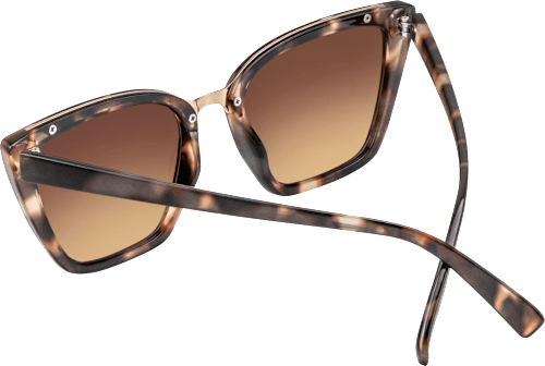 Sonnenbrille Erwachsene braun gemustertes Gestell, braun getönte Gläser, Cat Eye Stil SUNDANCE