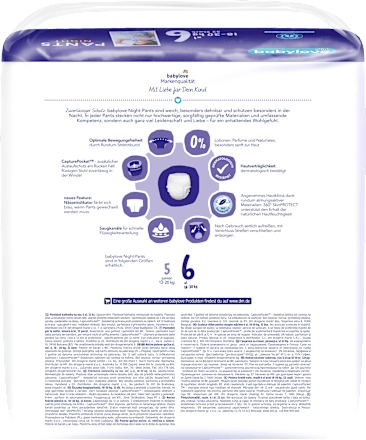 Noćne pelene gaćice xl, vel. 6 (18 – 30 kg) babylove