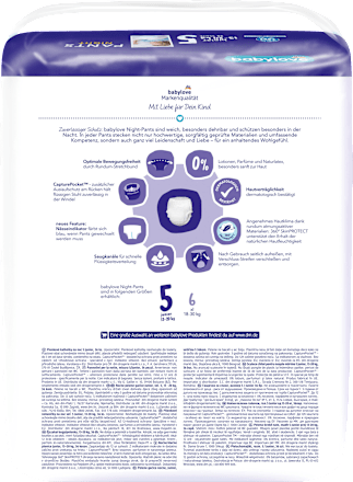 Nočne hlačne plenice junior, 13-20 kg babylove