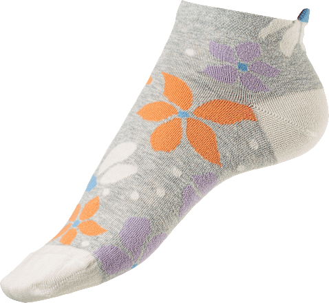 Sneakersocken mit Fersenmotiv Blume grau Gr. 39-42  Fascino