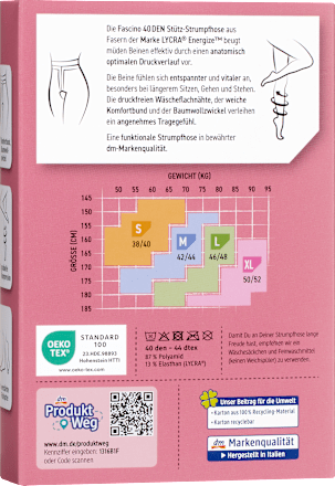 Strumpfhose mit Stütz-Funktion  mokka Gr. 50/52, 40 DEN Fascino