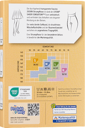 Strumpfhose antistatisch caramel Gr. 42/44 Fascino