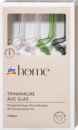 Trinkhalme aus Glas, gedreht, mehrfarbig dm home