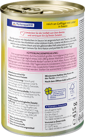 Hrană umedă pentru pisici adulte in sos cu aromă de ficat Dein Bestes